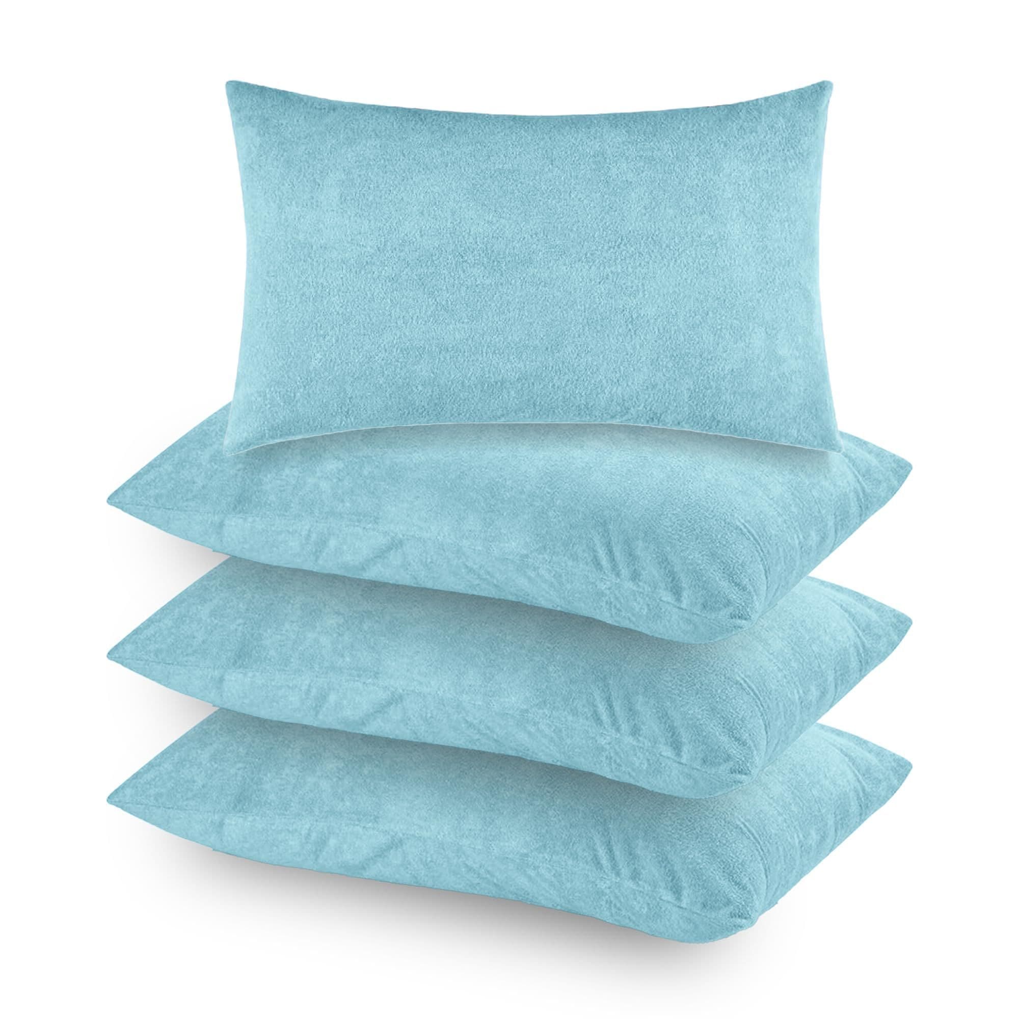 Soft Terry Blue Colour Pillow Protector Cover with Zipper | set of 4