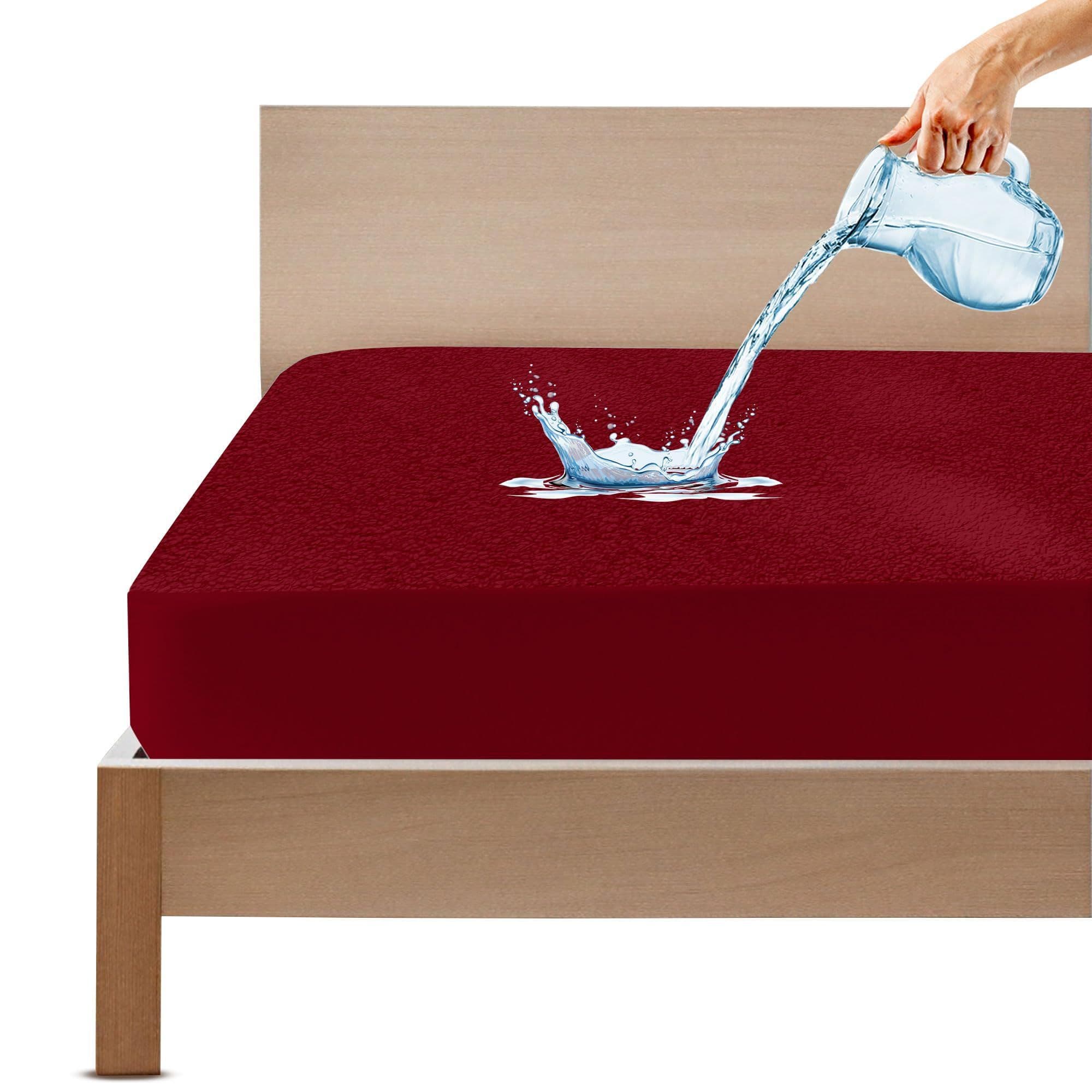 Cotton Feel Maroon Colour Mattress Protector King Bed 78x84 Inch