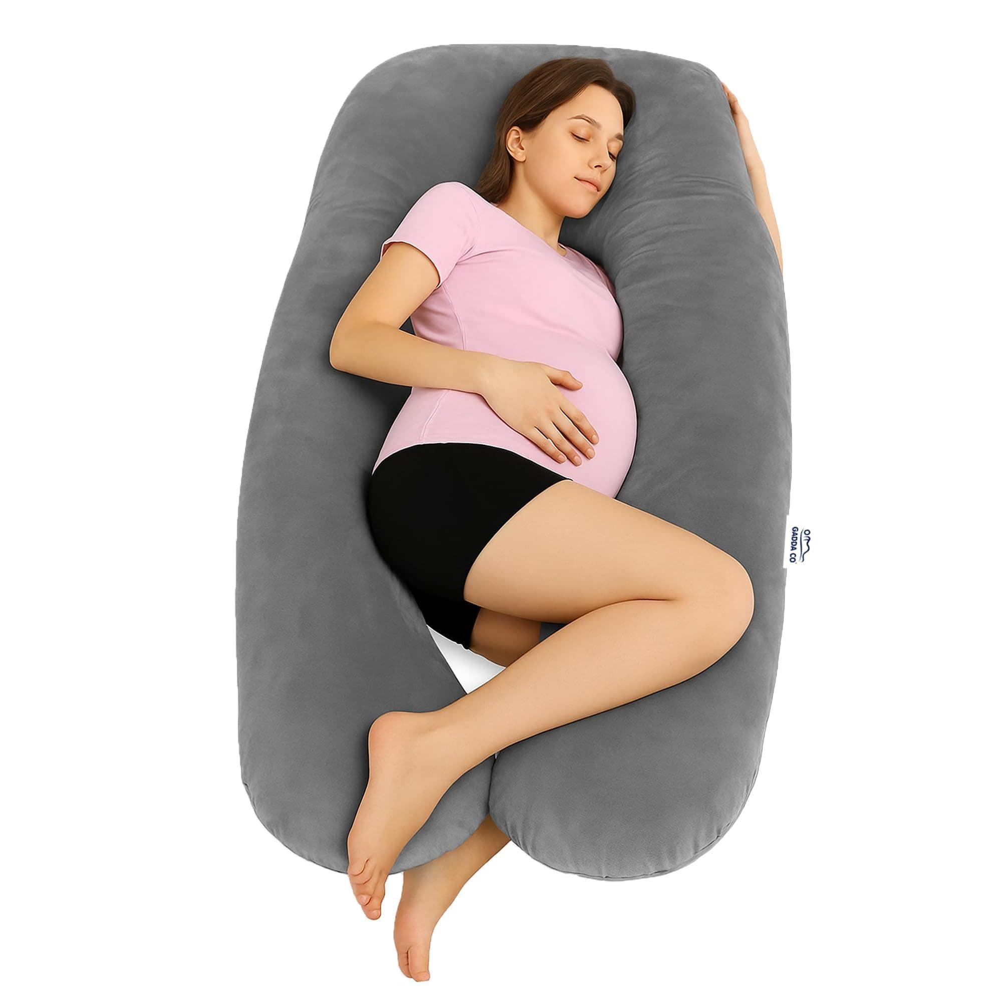 Pregnancy Pillows for Sleeping U-Shape Full Body Pillow and Maternity Support - for Back, HIPS, Legs, Belly for Pregnant Women with Removable Washable Velvet Cover (Grey)