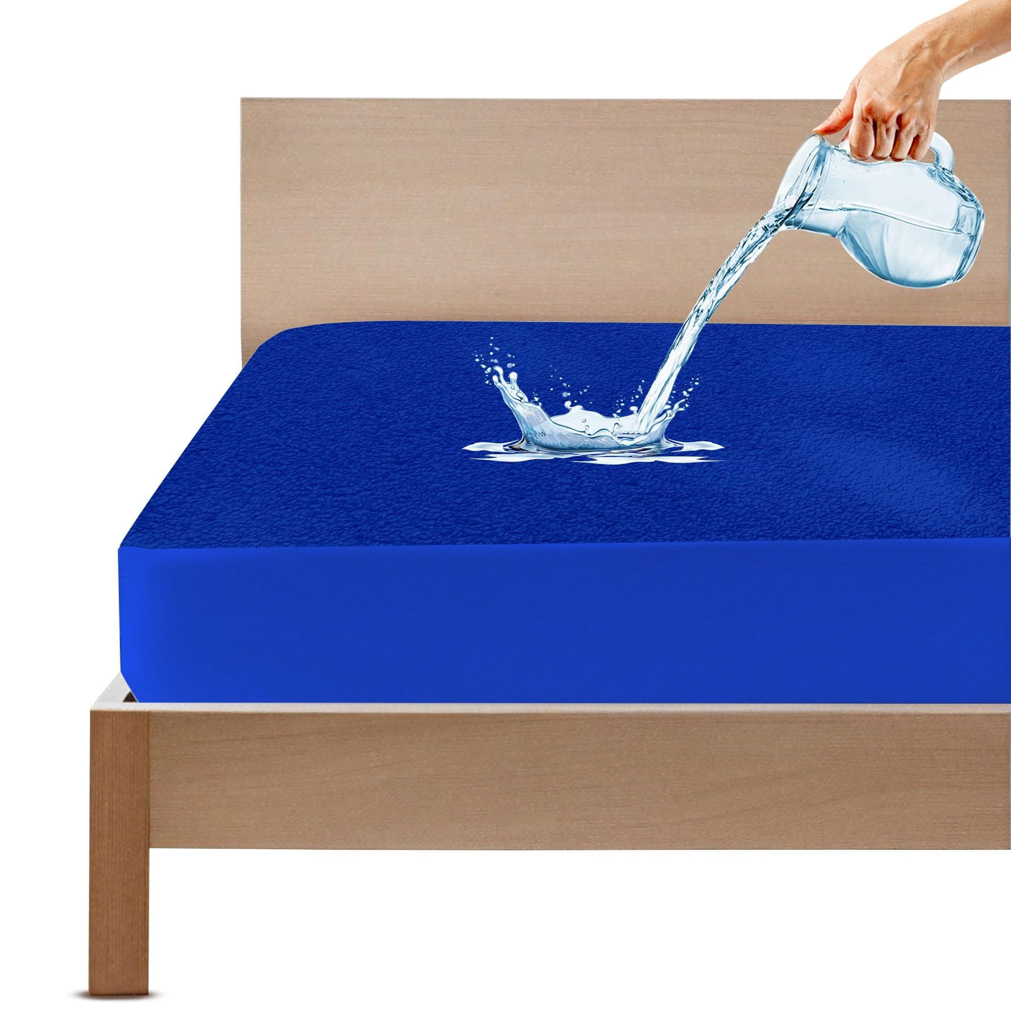 Cotton Feel Royal Blue Colour Mattress Protector Double Bed 78x72 Inch