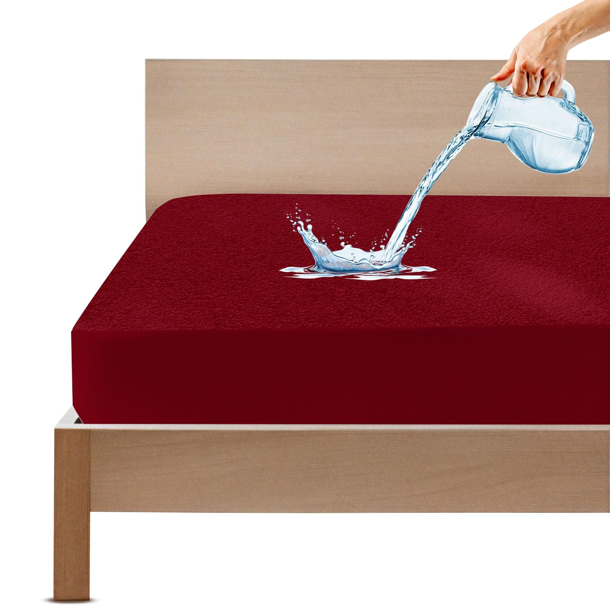 Cotton Feel Maroon Colour Mattress Protector Single Bed 72x36 Inch
