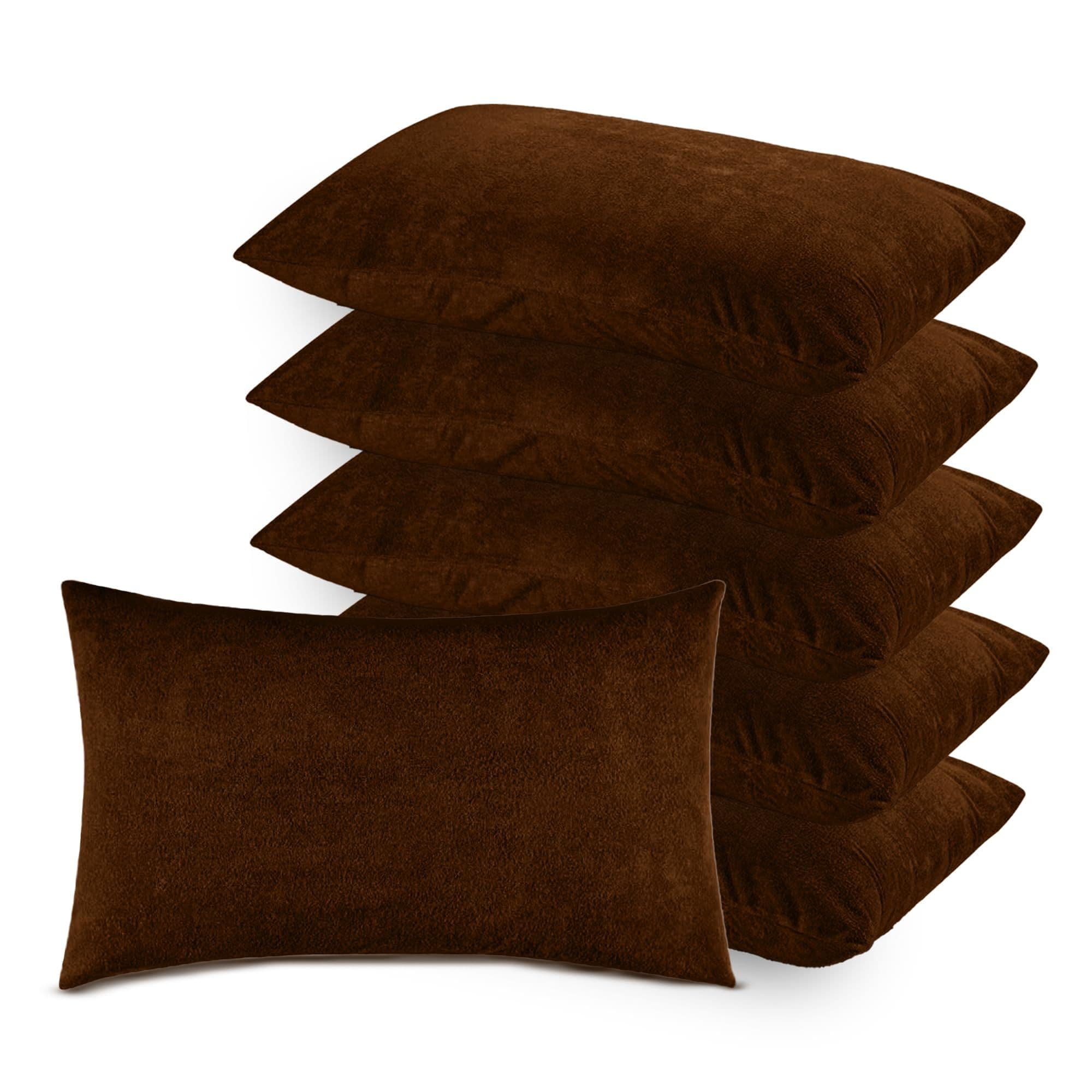 Soft Terry Coffee Colour Pillow Protector Cover with Zipper | set of 6