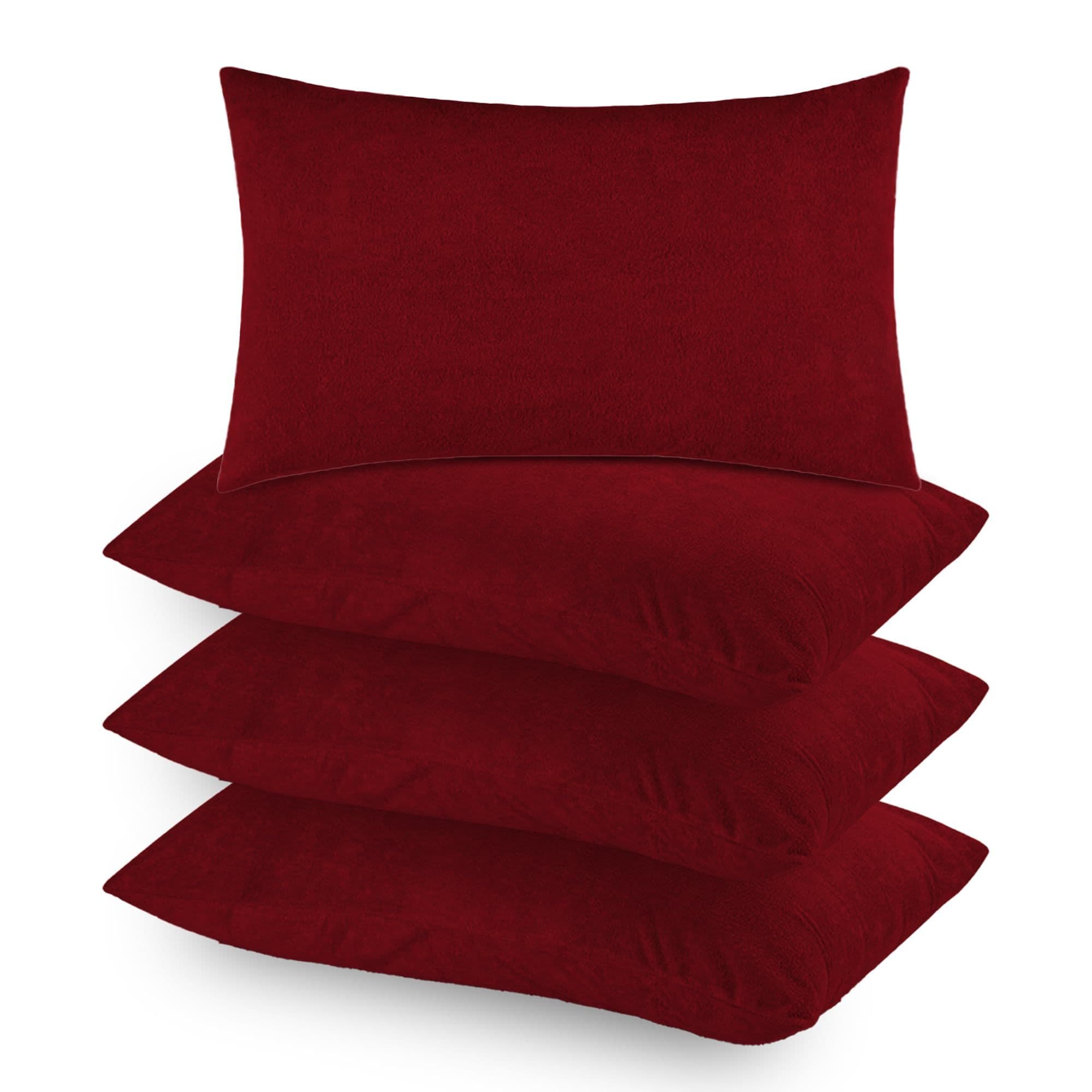 Soft Terry Maroon Colour Pillow Protector Cover with Zipper | set of 4