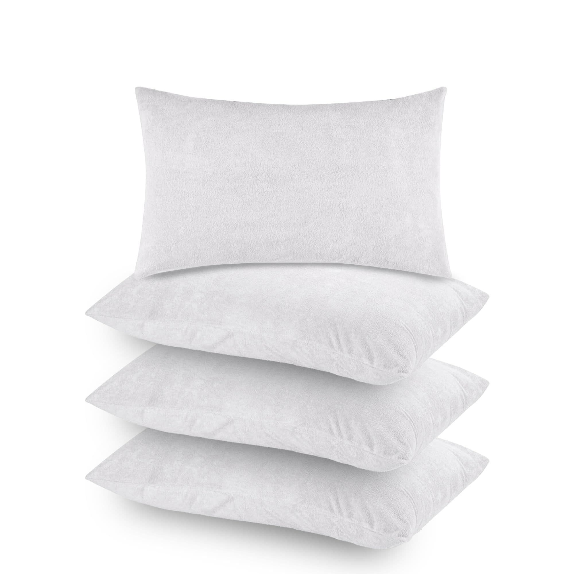 Soft Terry White Colour Pillow Protector Cover with Zipper | set of 4