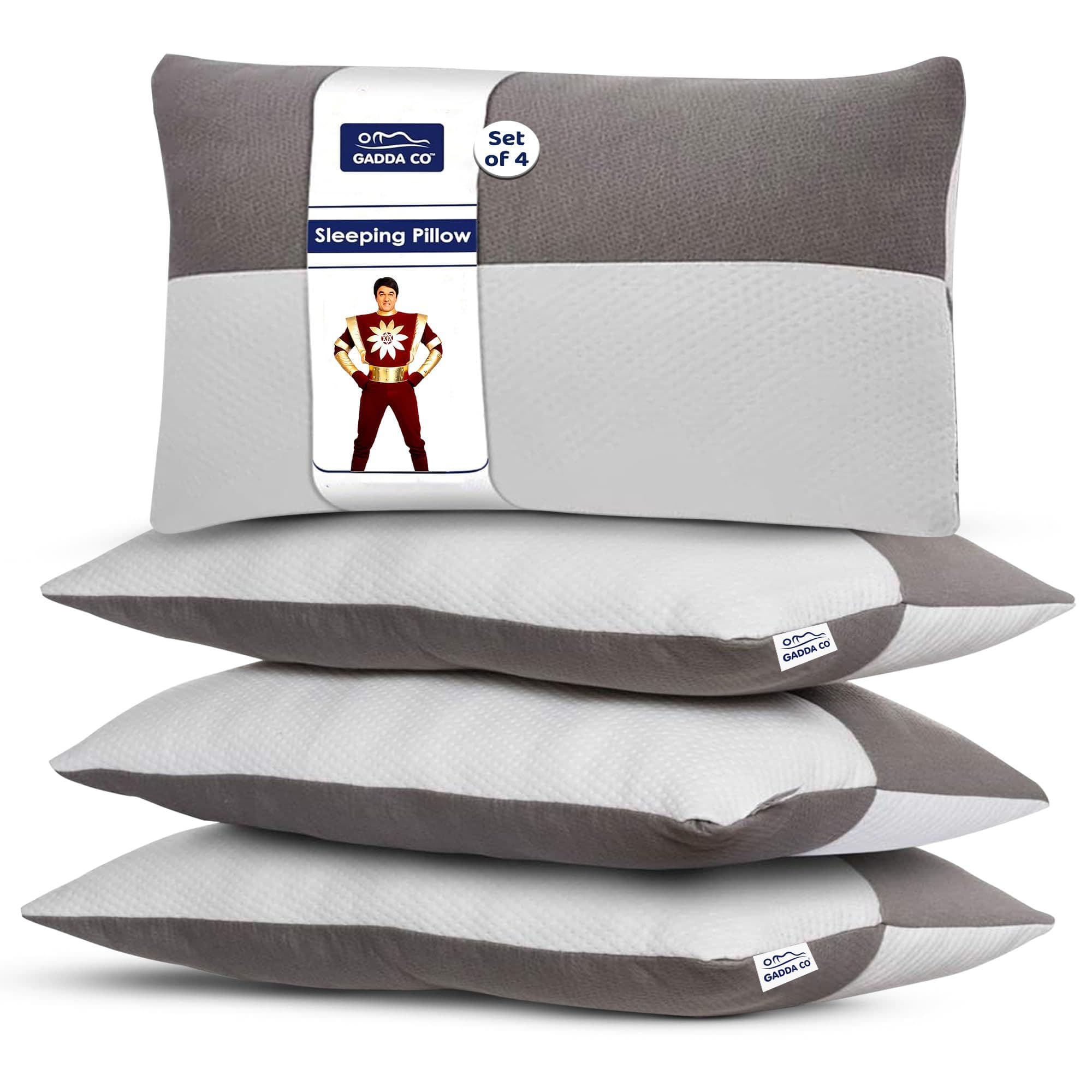 Hollow Sleeping Fiber White Grey Colour Pillow with Zip | set of 4