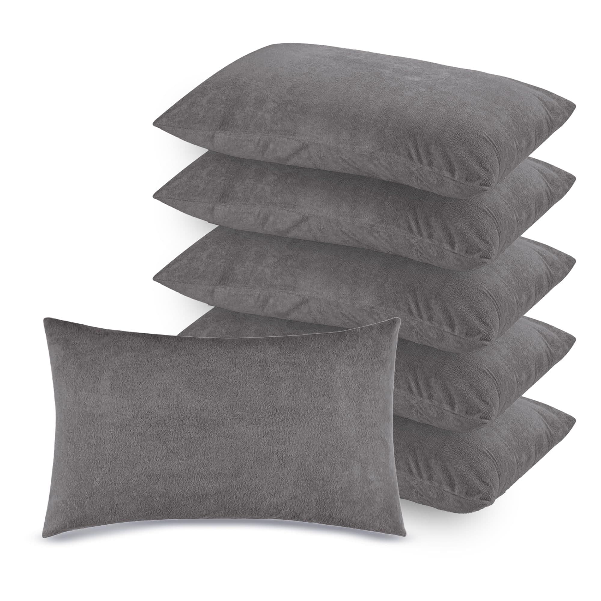 Soft Terry Grey Colour Pillow Protector Cover with Zipper | set of 6