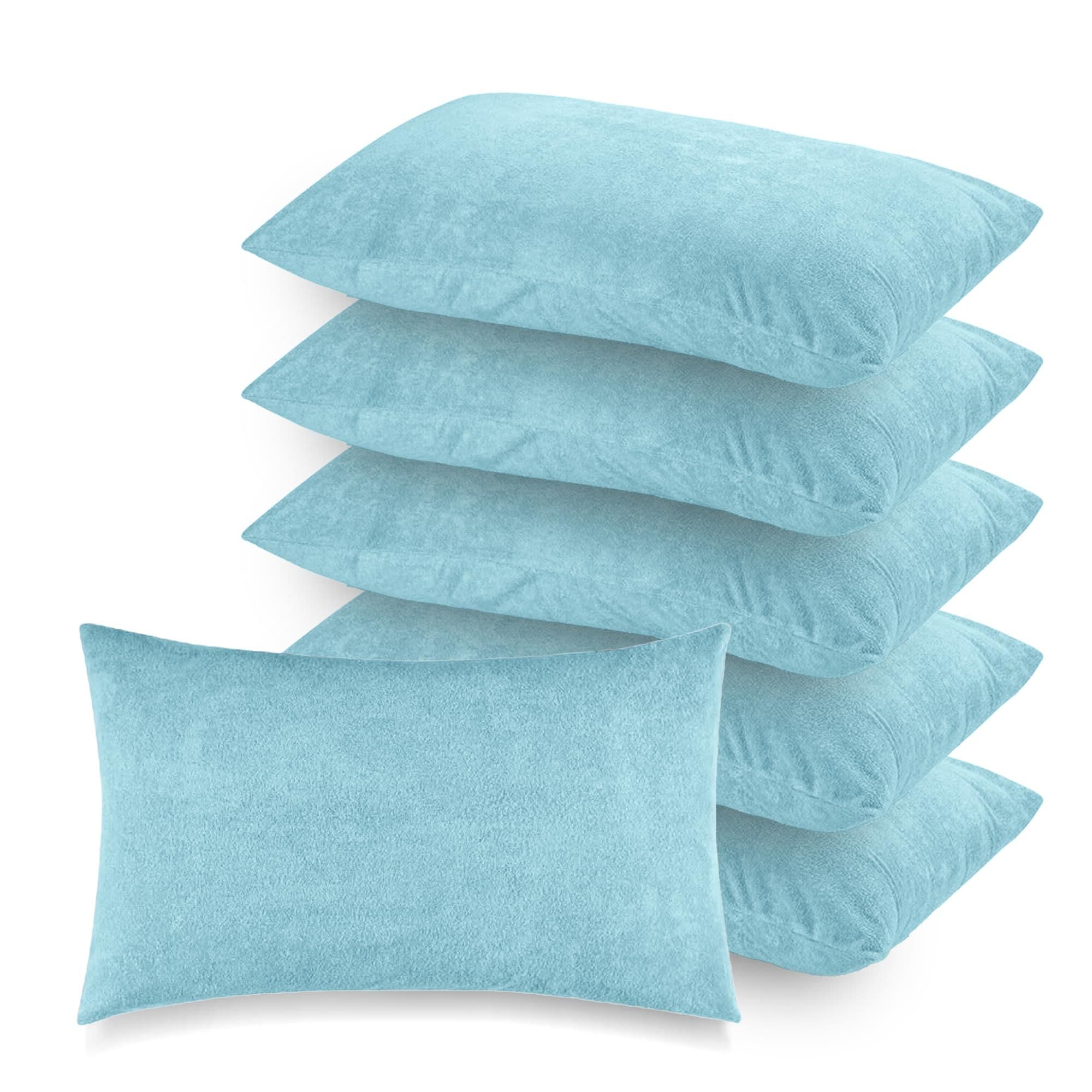 Soft Terry Blue Colour Pillow Protector Cover with Zipper | set of 6